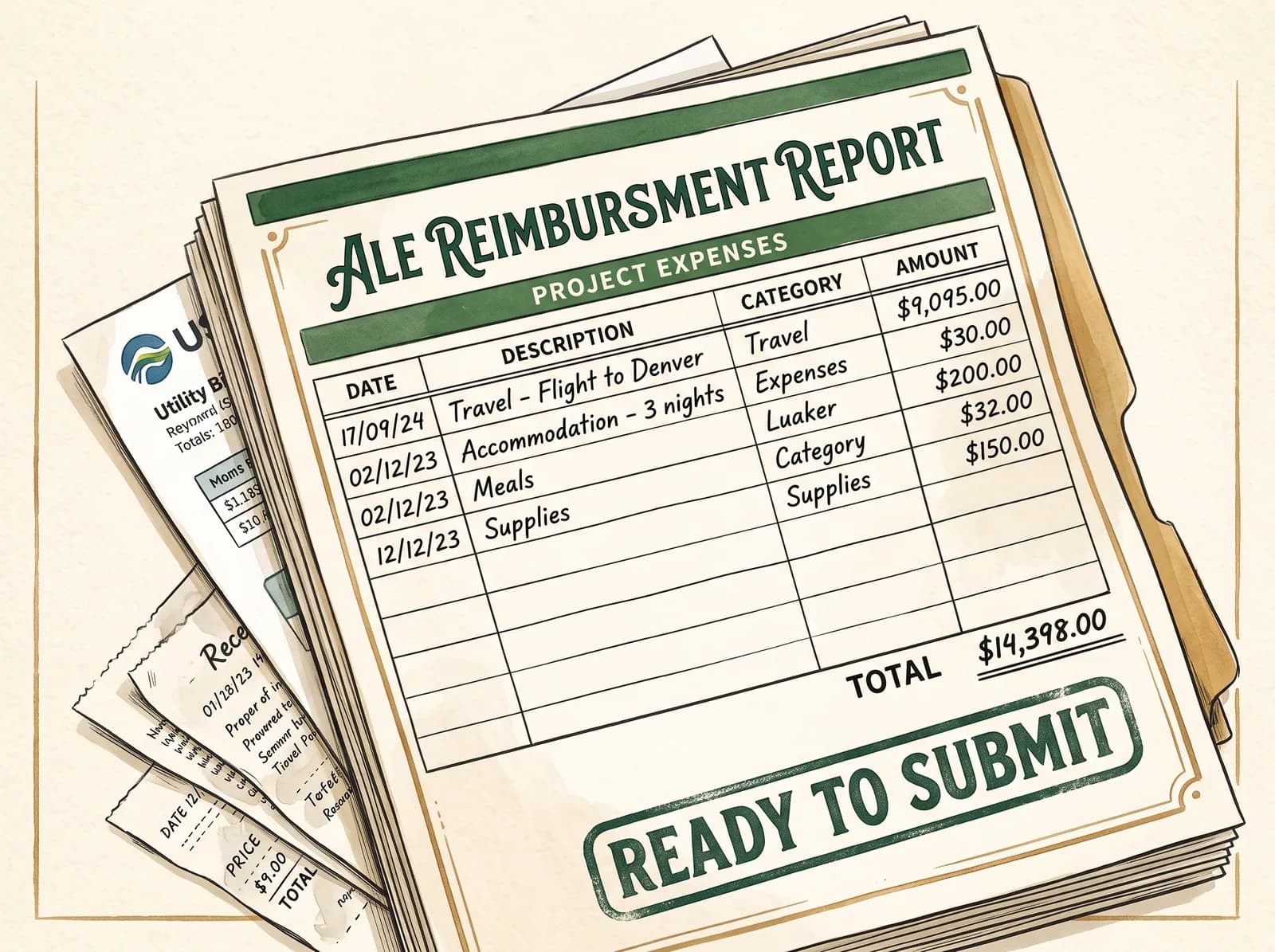 ALE reimbursement report stamped Ready to Submit